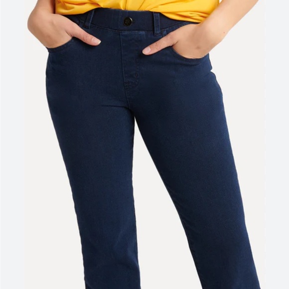 Betabrand Women's Yoga Denim Straight Leg in Dark Indigo - Picture 2 of 6